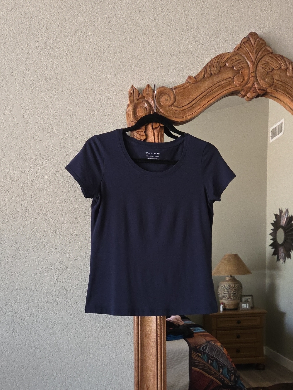 Tahari Essential Navy Short-Sleeve Crewneck Tee - Picture 2 of 5